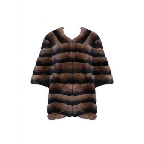 Cape With Rex Rabbit Fur - 0202 -  Brown
