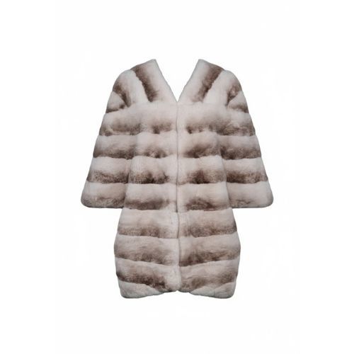 Cape With Rex Rabbit Fur - 0202 - Beige