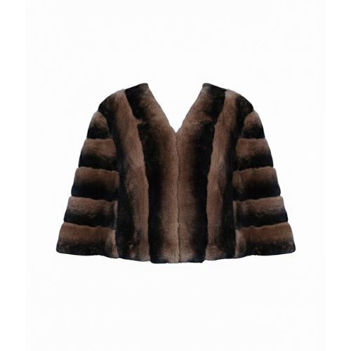 Cape With Rex Rabbit Fur - 0203 - Brown