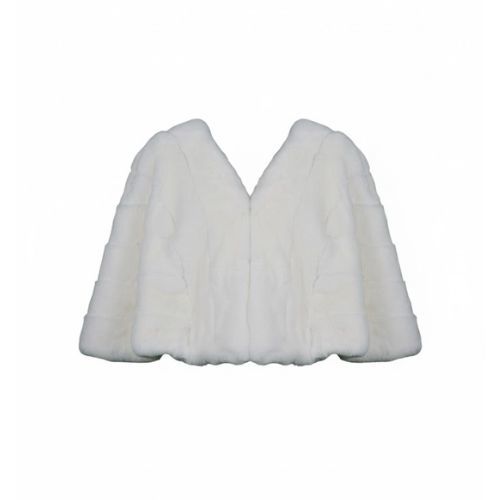 Cape With Rex Rabbit Fur - 0203 - White