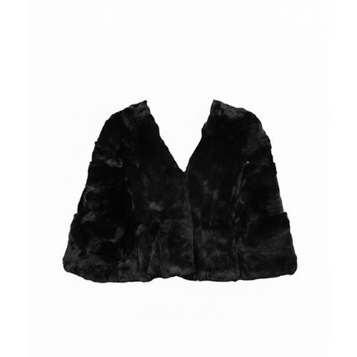Cape With Rex Rabbit Fur - 0203 - Black