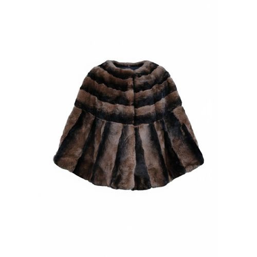 Cape With Rex Rabbit Fur - 0204 - Brown