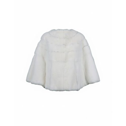 Cape With Rex Rabbit Fur - 0204 -White
