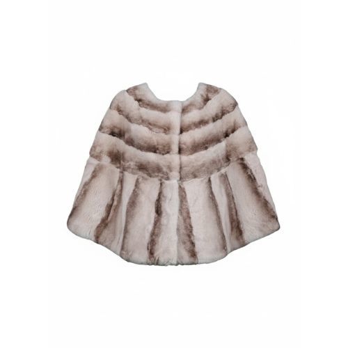 Cape With Rex Rabbit Fur - 0204 - Beige