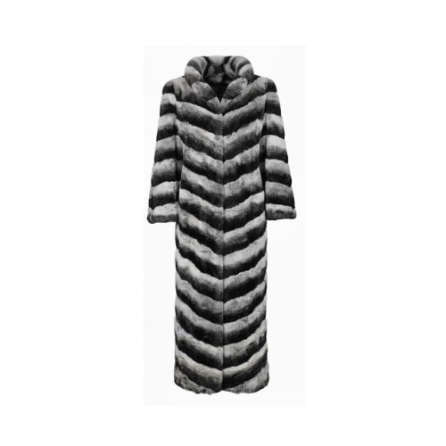 Classic Jacket With Rex Rabbit Fur - Length 135cm - 0211 - Black