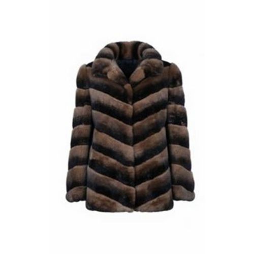 Classic Jacket With Rex Rabbit Fur - Length 70cm - 0208 - Brown