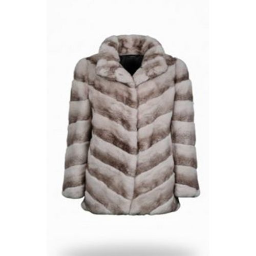 Classic Jacket With Rex Rabbit Fur - Length 70cm - 0208 - Beige