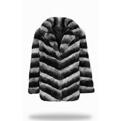 Classic Jacket With Rex Rabbit Fur - Length 70cm - 0208 - Black