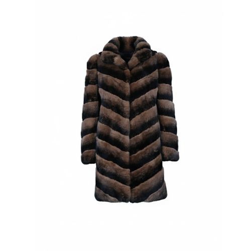 Classic Jacket With Rex Rabbit Fur - Length 85cm - 0209 - Brown