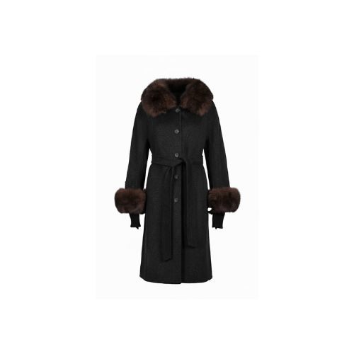 Cashmere Jacket With Fox Fur Wide Collar - 100cm - 04400 -  Black