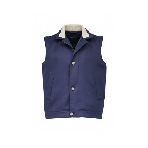 Fabric Vest with Cotton Lining -0124- Navy Blue
