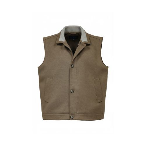 Fabric Vest with Cotton Lining -0124- Dark Camel