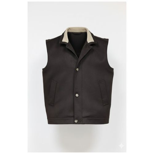 Fabric Vest with Cotton Lining -0124- Brown