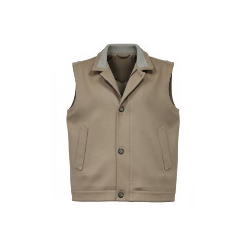 Fabric Vest with Cotton Lining -0124-  Camel