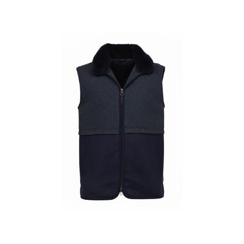 Fabric Vest With Polyester Lining And Fur Rex Rabbit - 0123