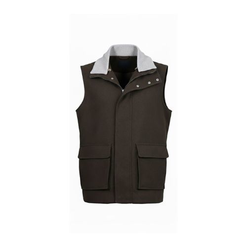 Fabric Vest with Cotton Lining and Fur Rex Rabbit with High Neck- 004 - 12