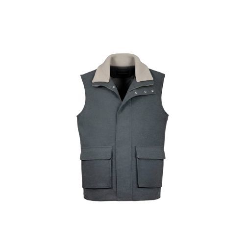 Fabric Vest with Cotton Lining and Fur Rex Rabbit with High Neck- 004 - 6