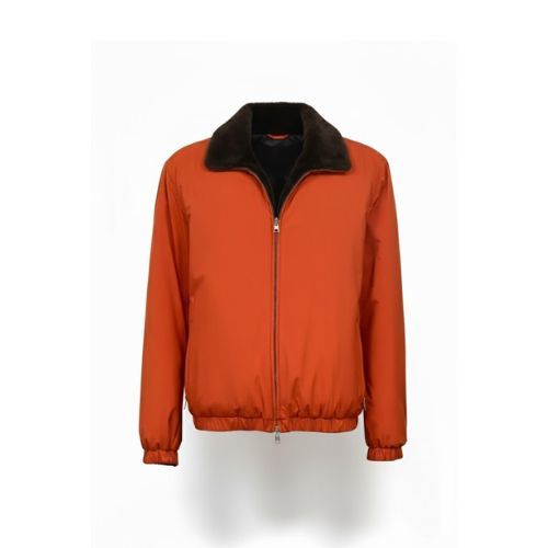 Raincoat Jacket With Lining Fur Rex Rabbit - 0110 - Orange