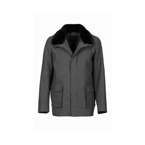 Fabric Jacket  With Cotton  Lining And High Neck With Rex Rabbit - 024 - 35