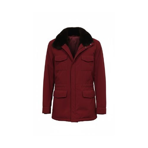 Raincoat Jacket With Fur Rex Rabbit - 0109 - Maroon