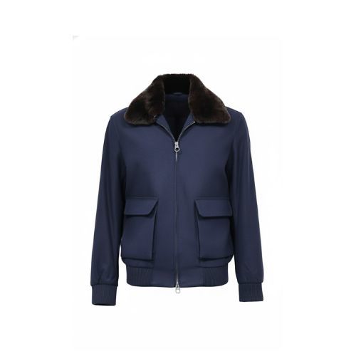 Fabric Jacket  With Cotton  Lining And High Neck With Rex Rabbit - 023 - 8