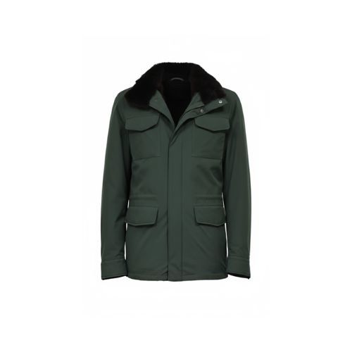 Raincoat Jacket With Fur Rex Rabbit - 0109 - Green