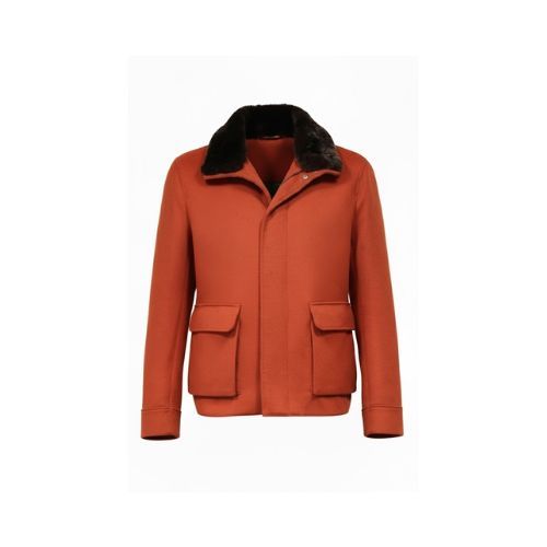 Fabric Jacket  With Cotton  Lining With Rex Rabbit -0105- Orange