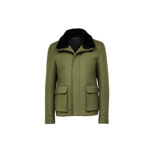 Fabric Jacket  With Cotton  Lining With Rex Rabbit -0105- Green