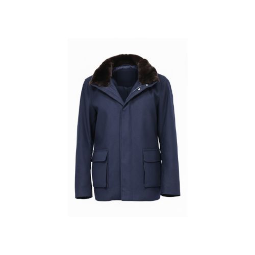 Fabric Jacket  With Cotton  Lining And High Neck With Rex Rabbit - 024 - 8