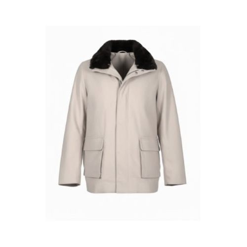 Fabric Jacket  With Cotton  Lining And High Neck With Rex Rabbit - 024 - 26