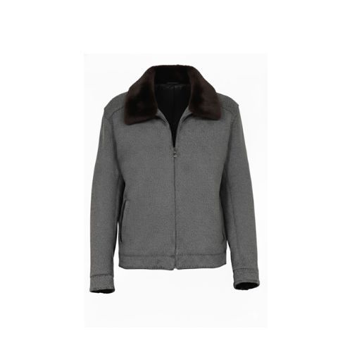 Fabric Jacket  With Cotton  Lining And High Neck With Rex Rabbit - 025 - 6