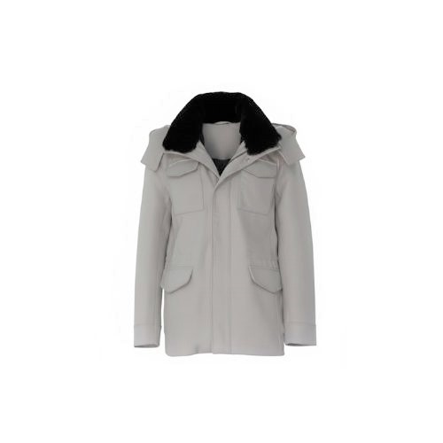 Fabric Jacket  With Cotton  Lining, Rex Rabbit And Hood -0106- Off White