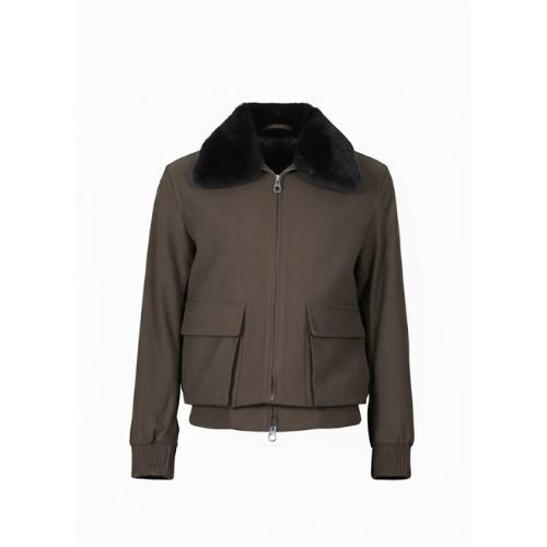 Fabric Jacket  With Cotton  Lining And High Neck With Rex Rabbit - 023 - 12