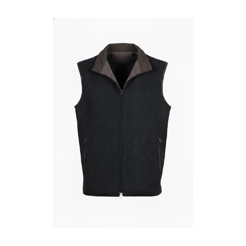 Wool Vest With Suede Lamb Double Face - 005 - Dark Gray