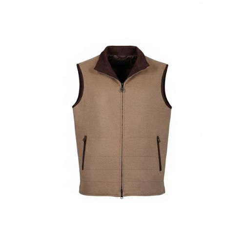 Wool Vest With Suede Lamb Double Face - 005 - Camel
