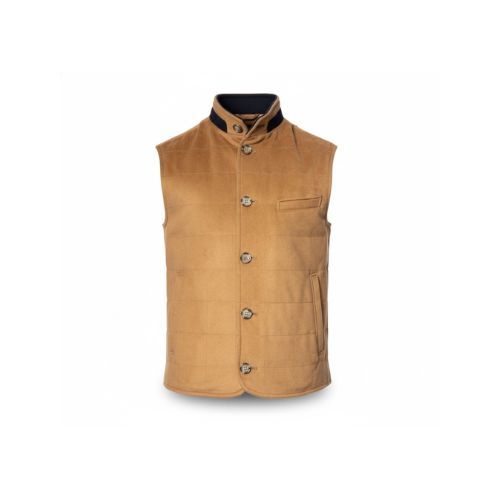 Cashmere Vest with Polyster -0132- Camel
