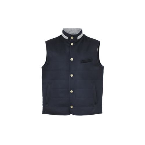 Cashmere Vest with Polyster -0132- Navy Blue