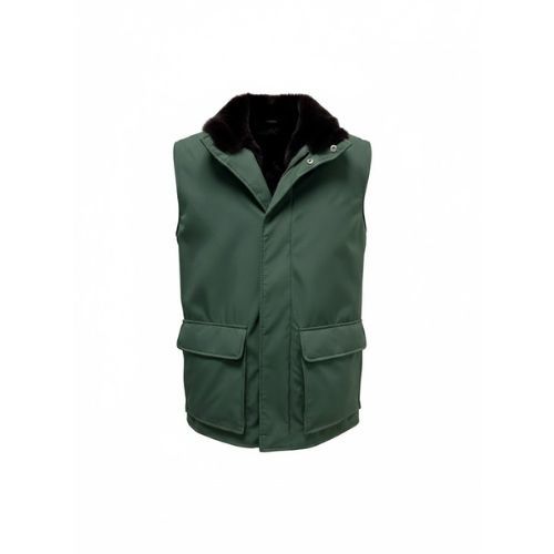 Raincoat Vest With Fur Rex Rabbit-0122- Green