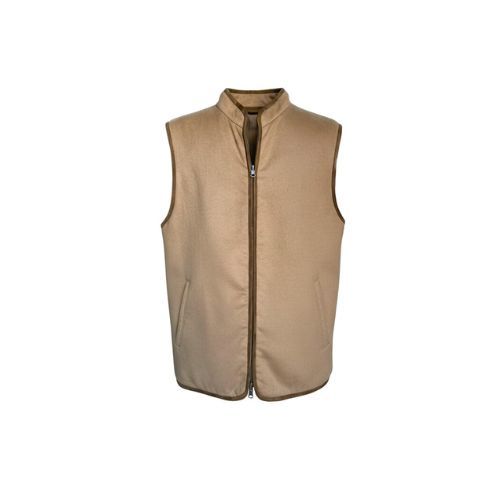 Fabric Vest with Lining and Mink Fur Double Face -0121- Beige
