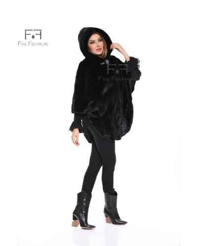Cape With Mink Fur - 0143 - Black
