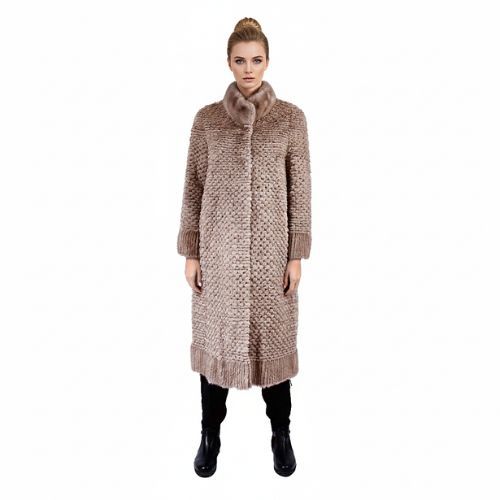 Jacket With Mink And Rex Rabbit Fur - Length 110cm  5477N - 0500 - Champagne