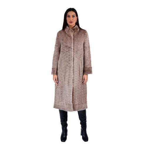 Jacket With Mink And Rex Rabbit Fur - Length 110cm 54770 - 0502 - Champagne