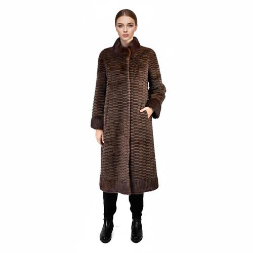 Jacket With Mink And Rex Rabbit Fur - Length 110cm 54770 - 0502 - Coffee