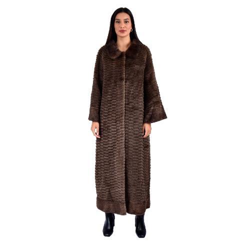 Jacket With Mink And Rex Rabbit Fur - Length 135cm TP1187A - 0503 - Coffee