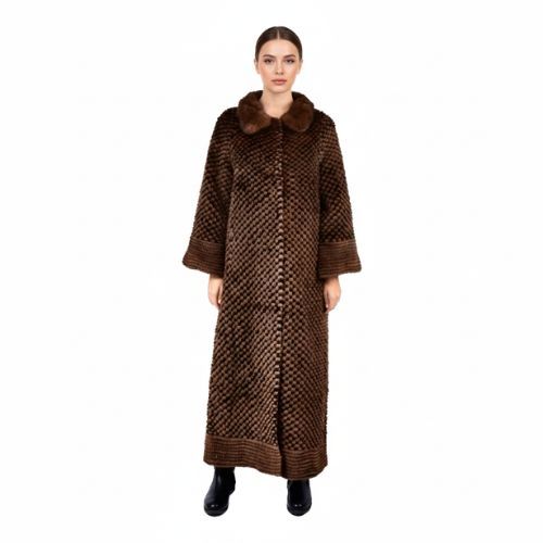 Jacket With Mink And Rex Rabbit Fur - Length 135cm TP1187B - 0504 - Black and Coffee