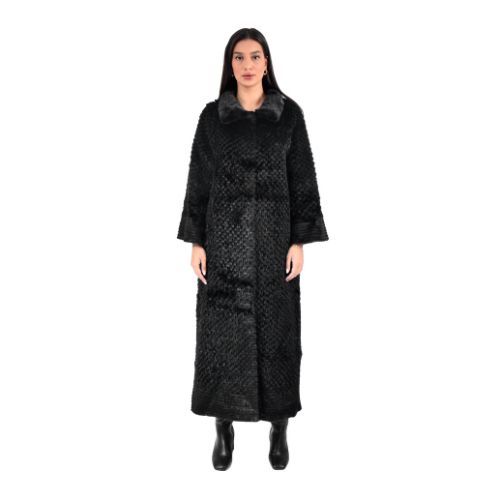 Jacket With Mink And Rex Rabbit Fur - Length 135cm TP1187B - 0504 - Black