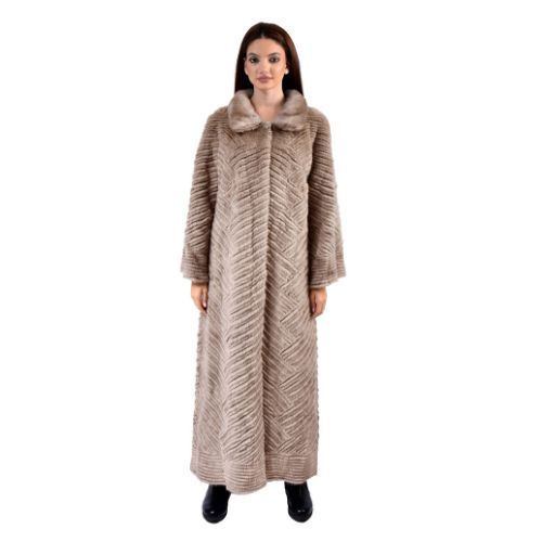 Jacket With Mink And Rex Rabbit Fur - Length 135cm TP1187C - 0505 - Champagne