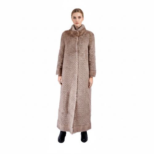 Jacket With Mink And Rex Rabbit Fur - Length 135cm 5477K - 0506 - Champagne