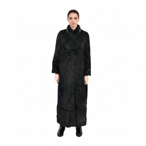 Jacket With Mink And Rex Rabbit Fur - Length 135cm 5477K - 0506 - Black