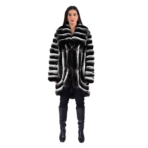 Classic Jacket With Chinchilla Fur - Length 100cm - 0621